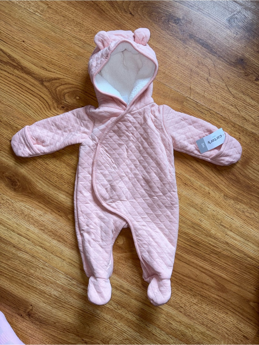 Carter's Pink Quilted Hooded Sherpa Baby One-Piece NWT